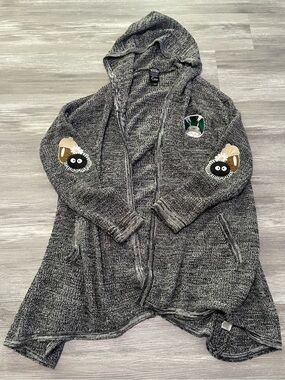 My Neighbor Totoro studio Ghibli gray Knit open front cardigan with hood Womens